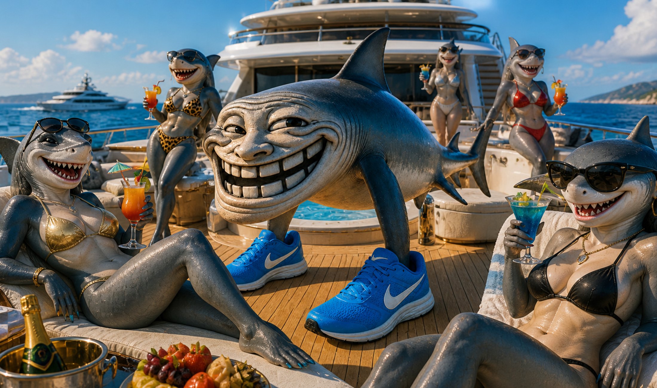 Yacht party sharks