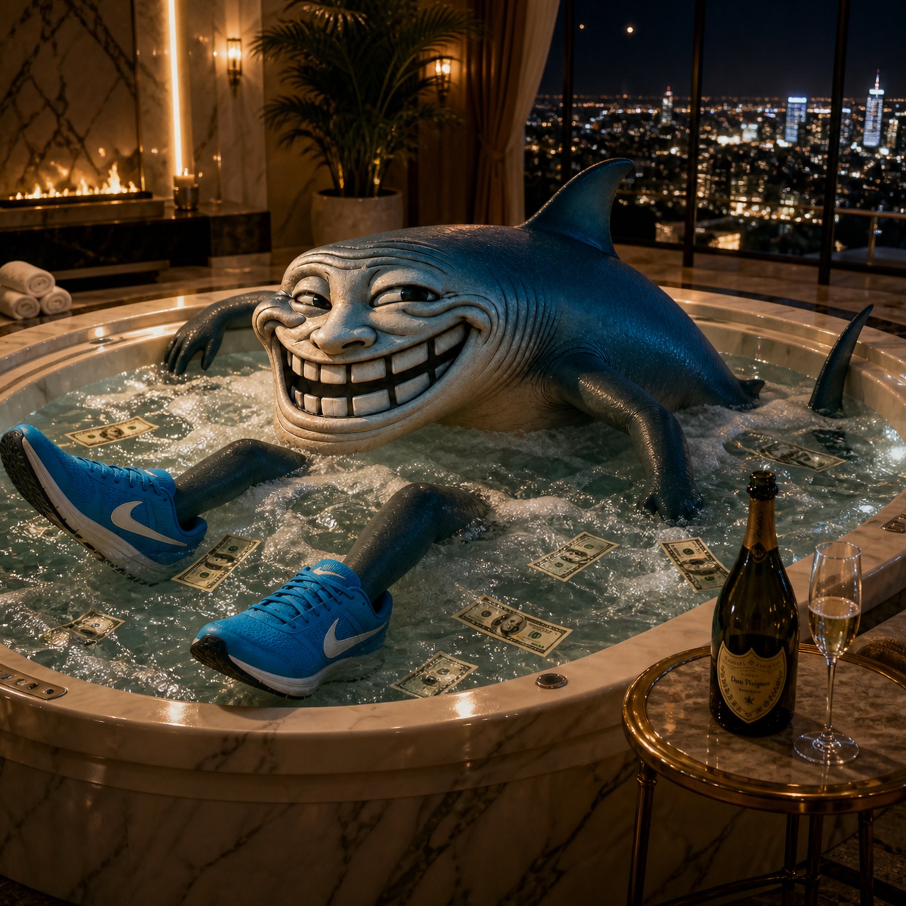 Shark in luxury bath
