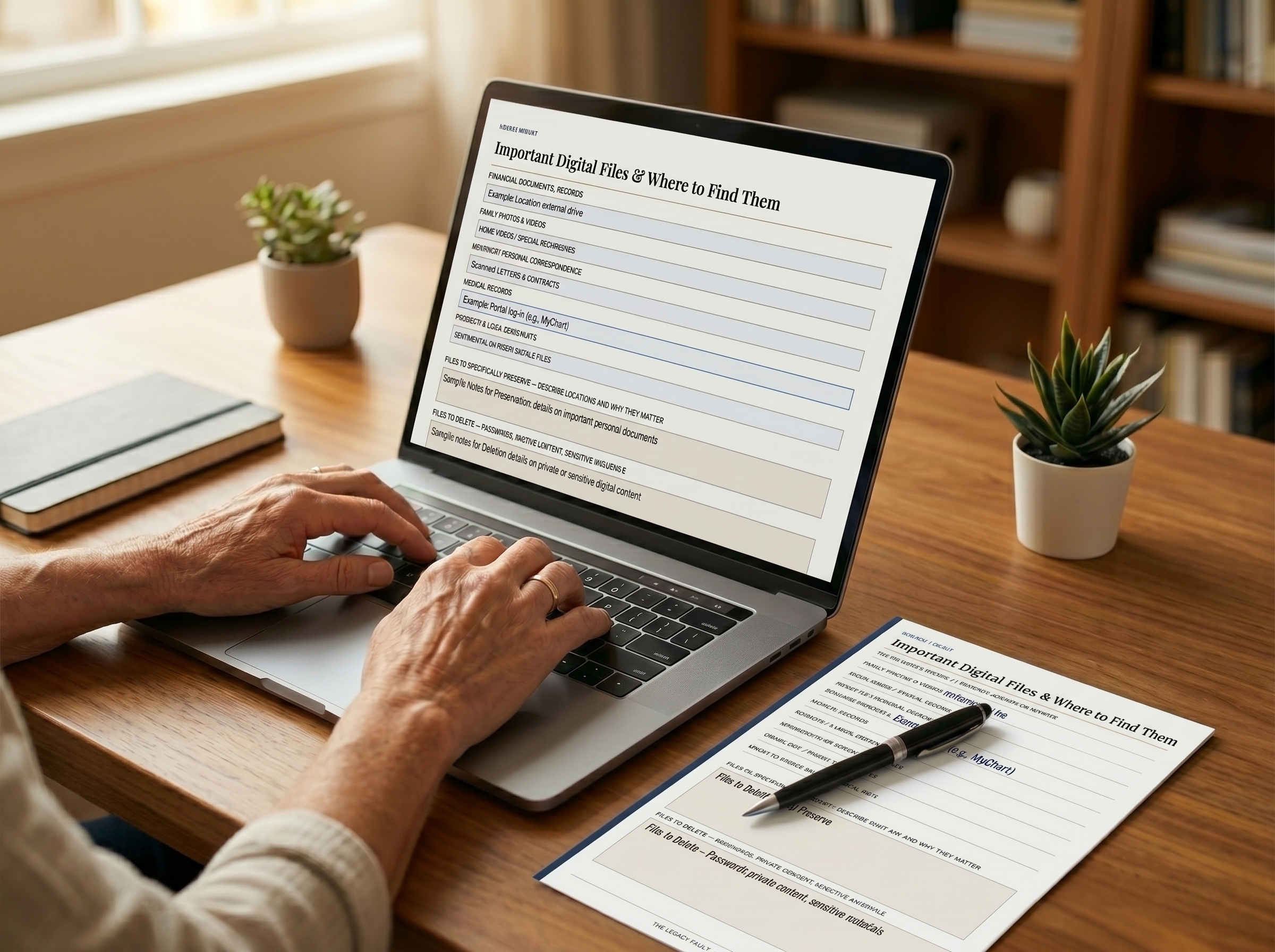 Digital Legacy section - Important Digital Files worksheet