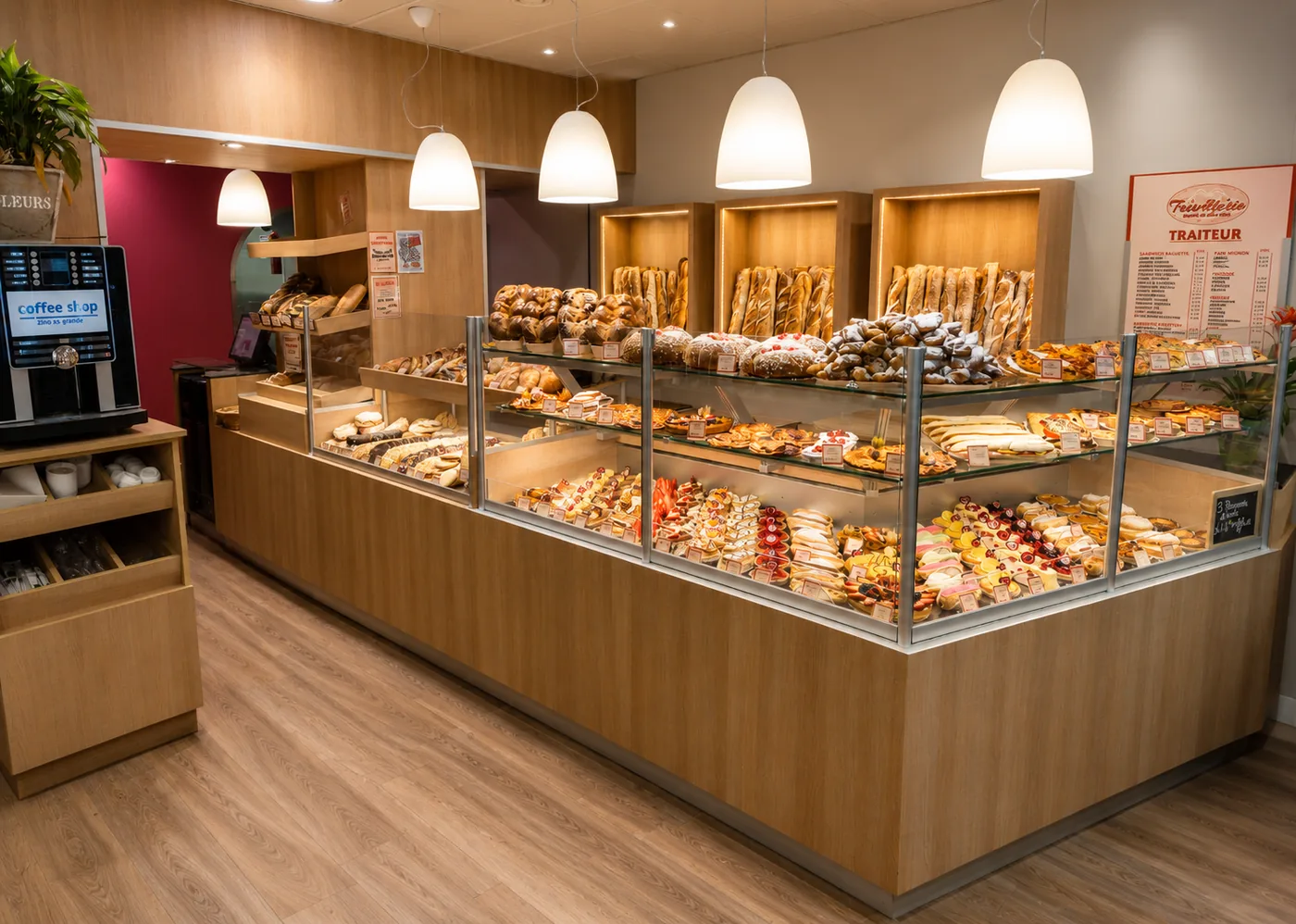 Façade lumineuse d'une boulangerie de proximité