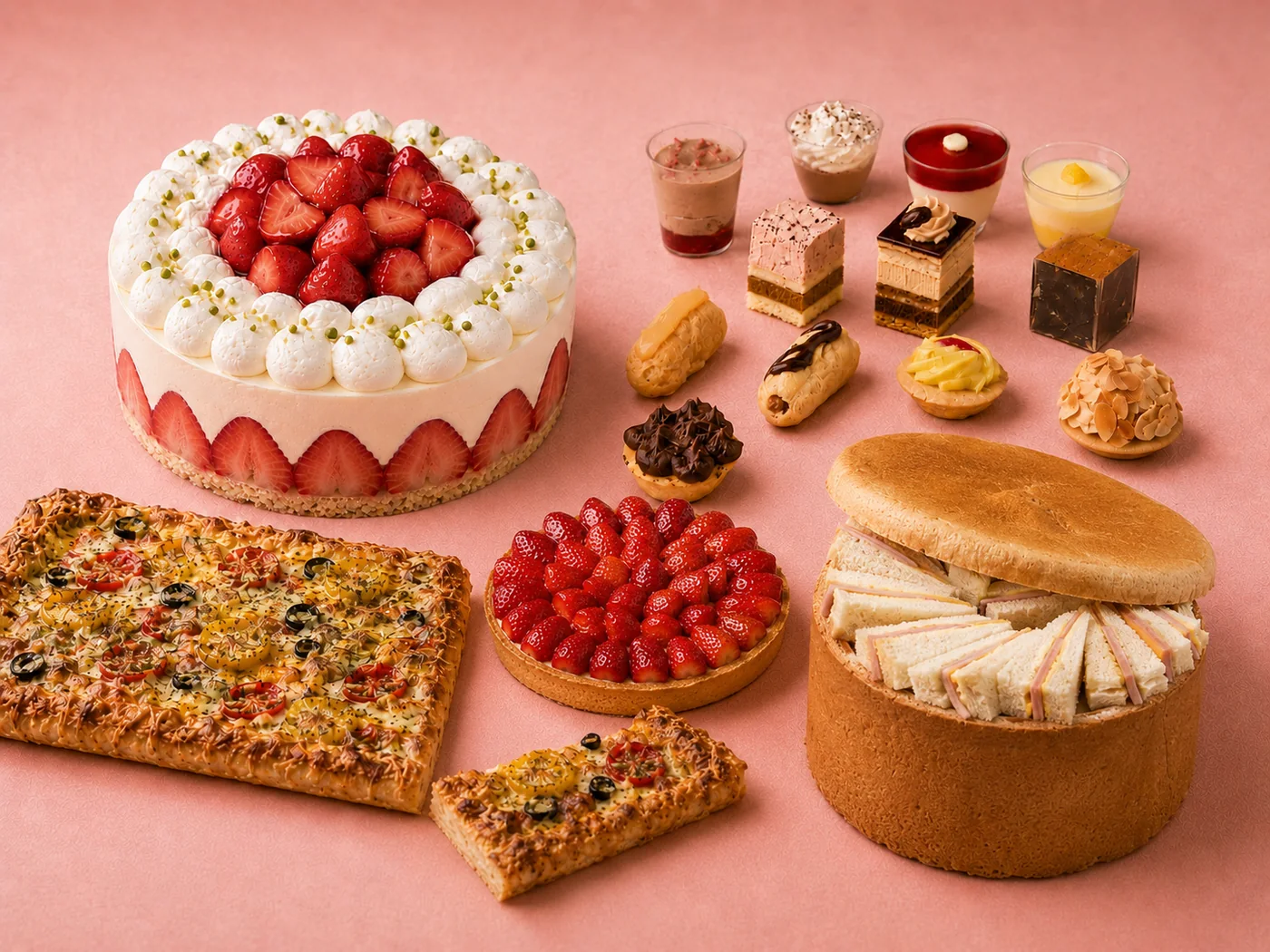 Assortiment de petites pièces sucrées pour une réception