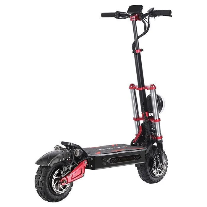 Trottinette Tout Terrain Électrique Double Moteur 5400W - 11" - Noir/Rouge