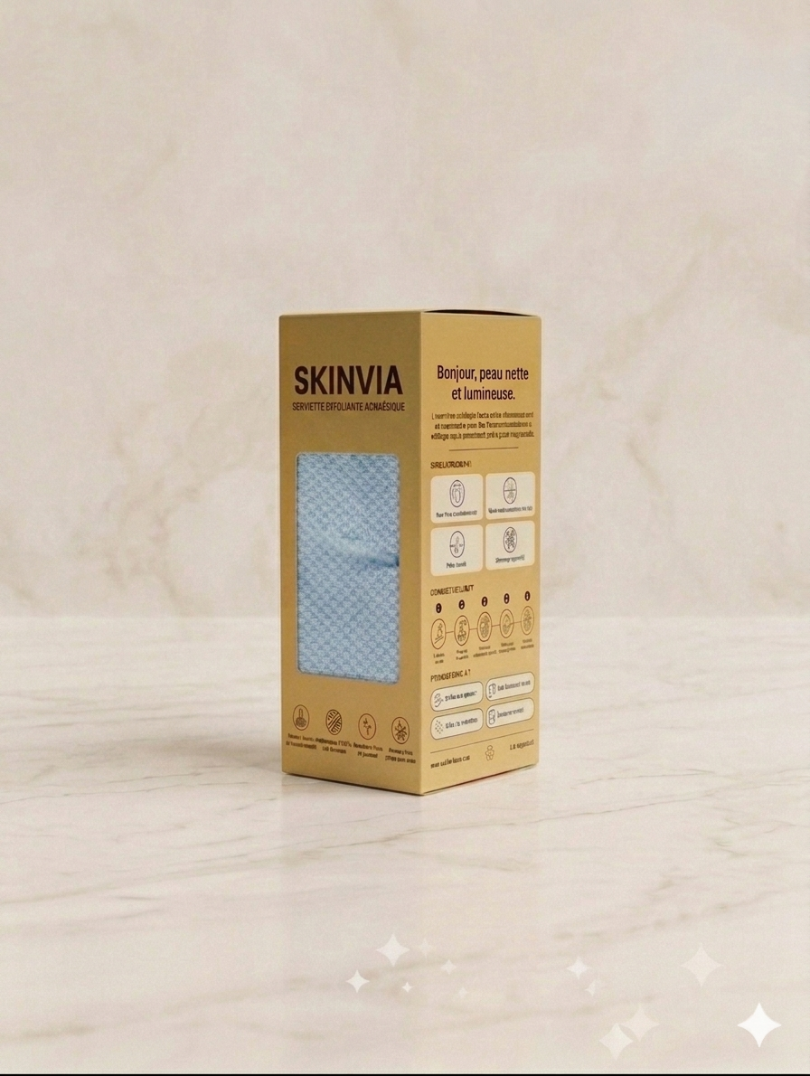 Serviette exfoliante SKINVIA bleue