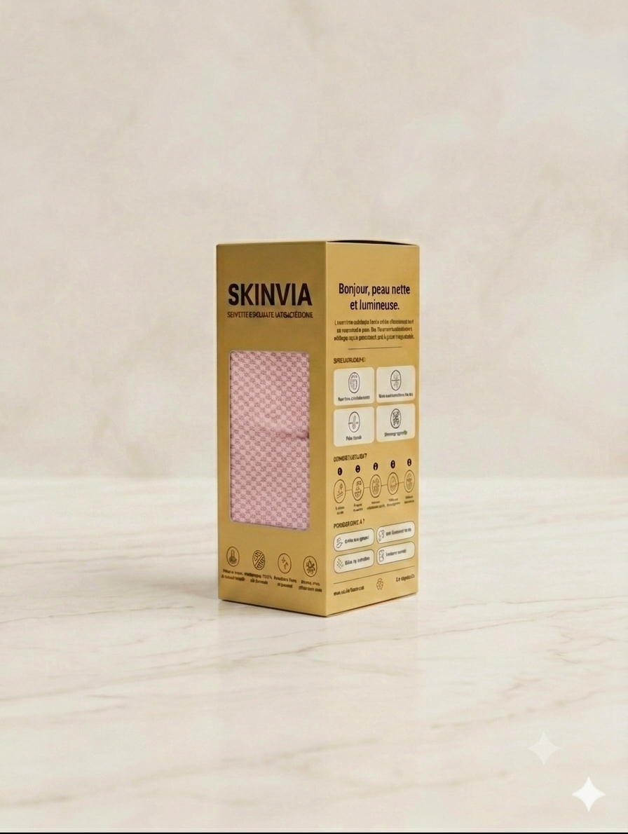 Serviette exfoliante SKINVIA rose