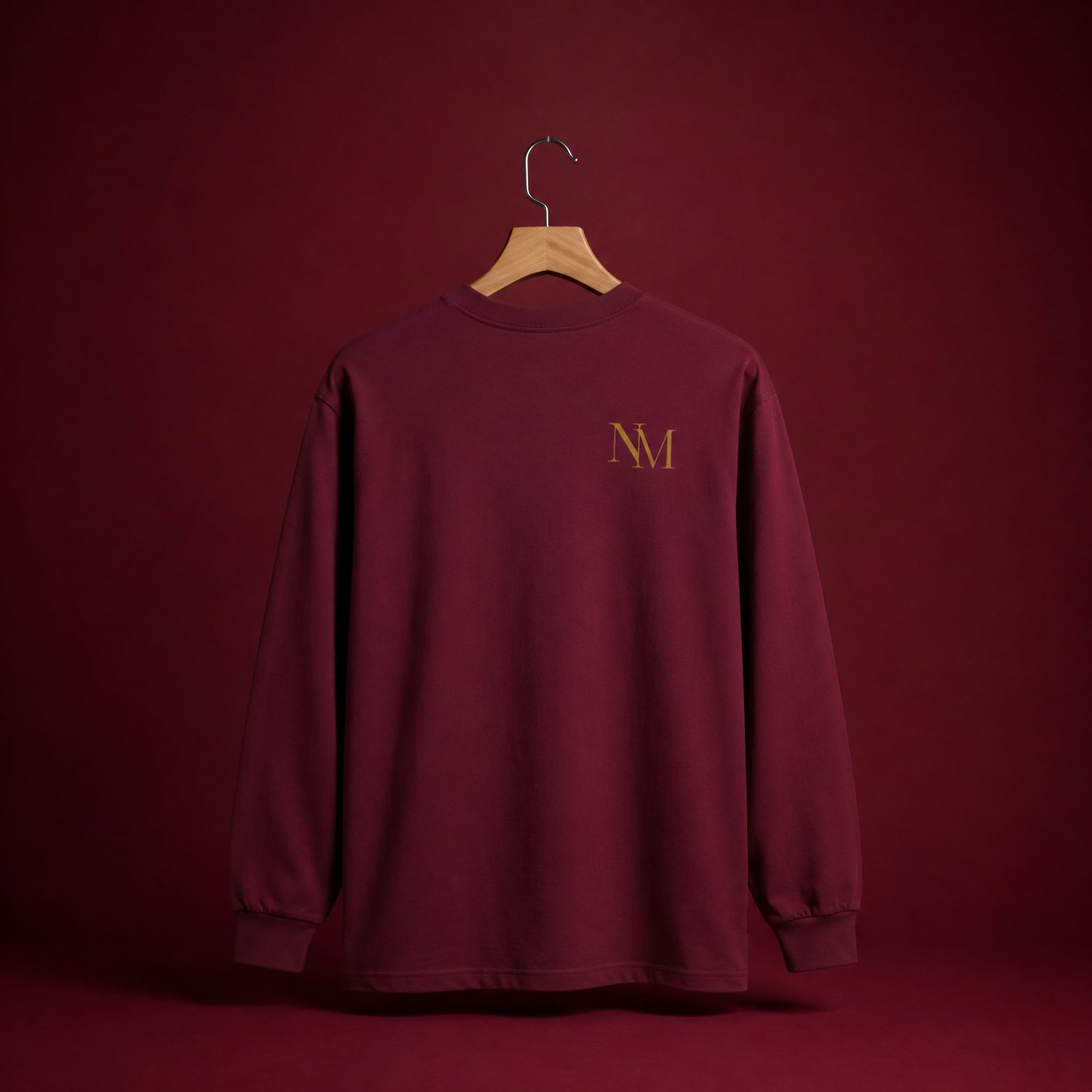 The Signature Sweatshirt - Burgundy long sleeve with NM logo