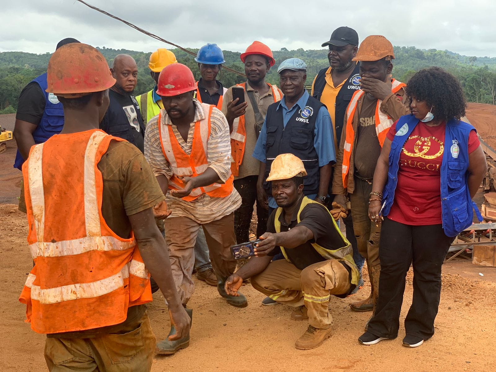Workers discussion at mining site