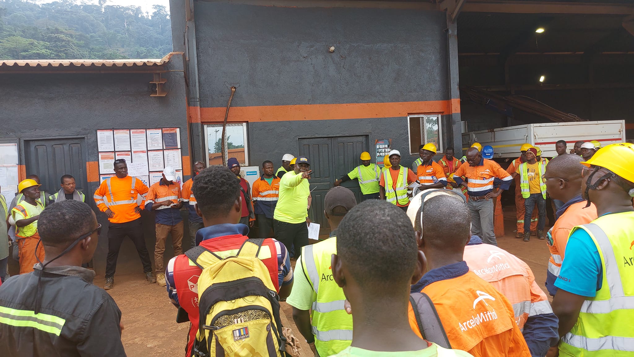 Workers gathering at facility