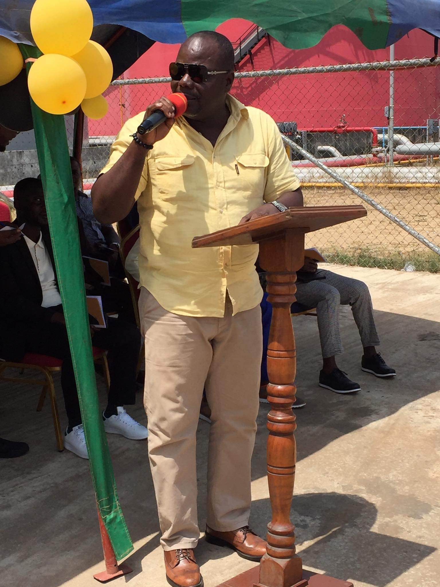 Union official speaking at podium