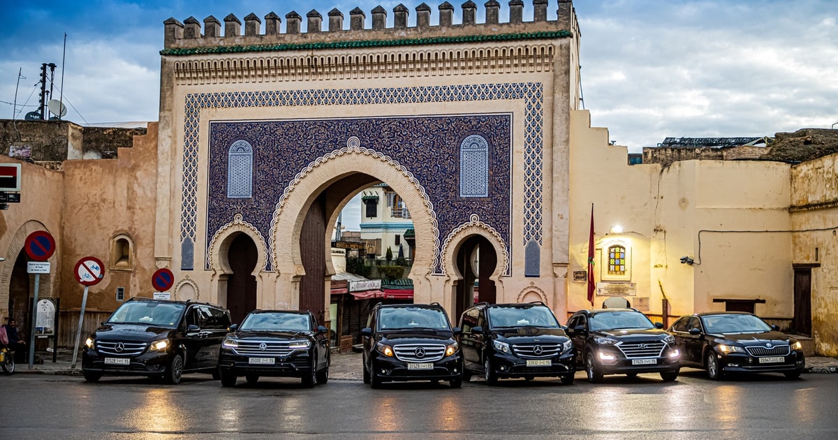 Our fleet of vehicles at Bab Boujloud, Fes