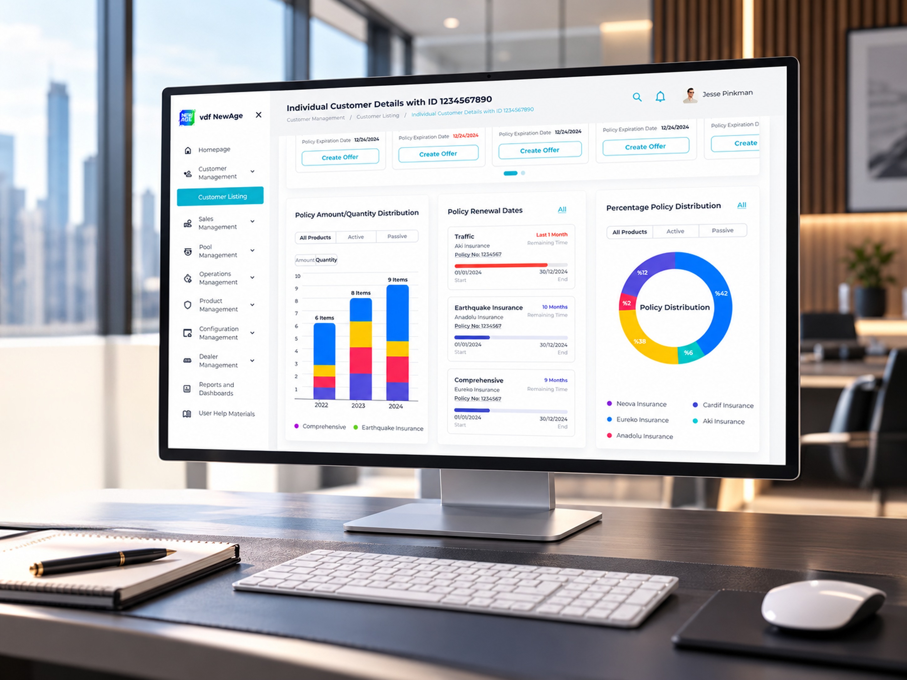 VDF NewAge internal insurance platform dashboard