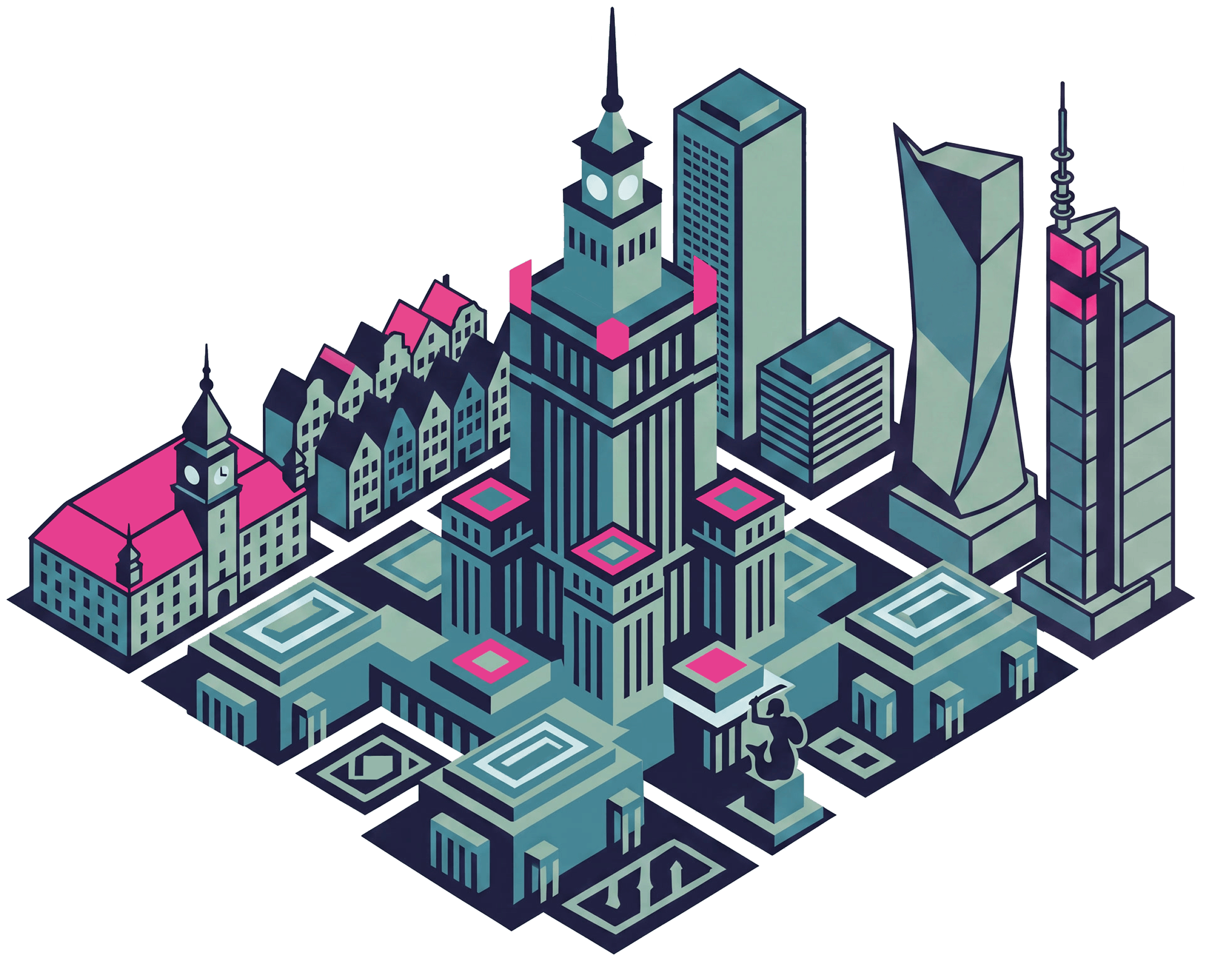 Illustration of the Warsaw skyline