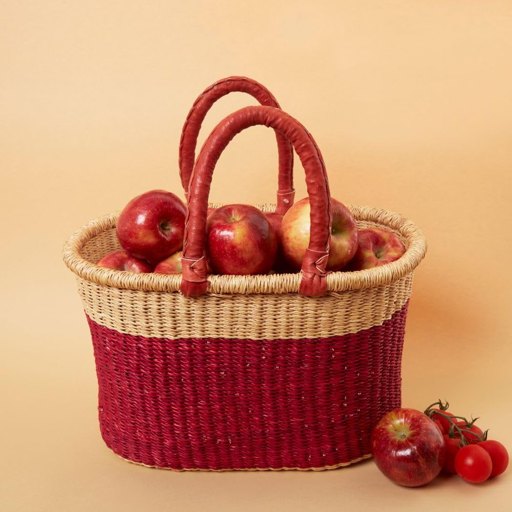 Wicker Farmers Market Basket (Red)