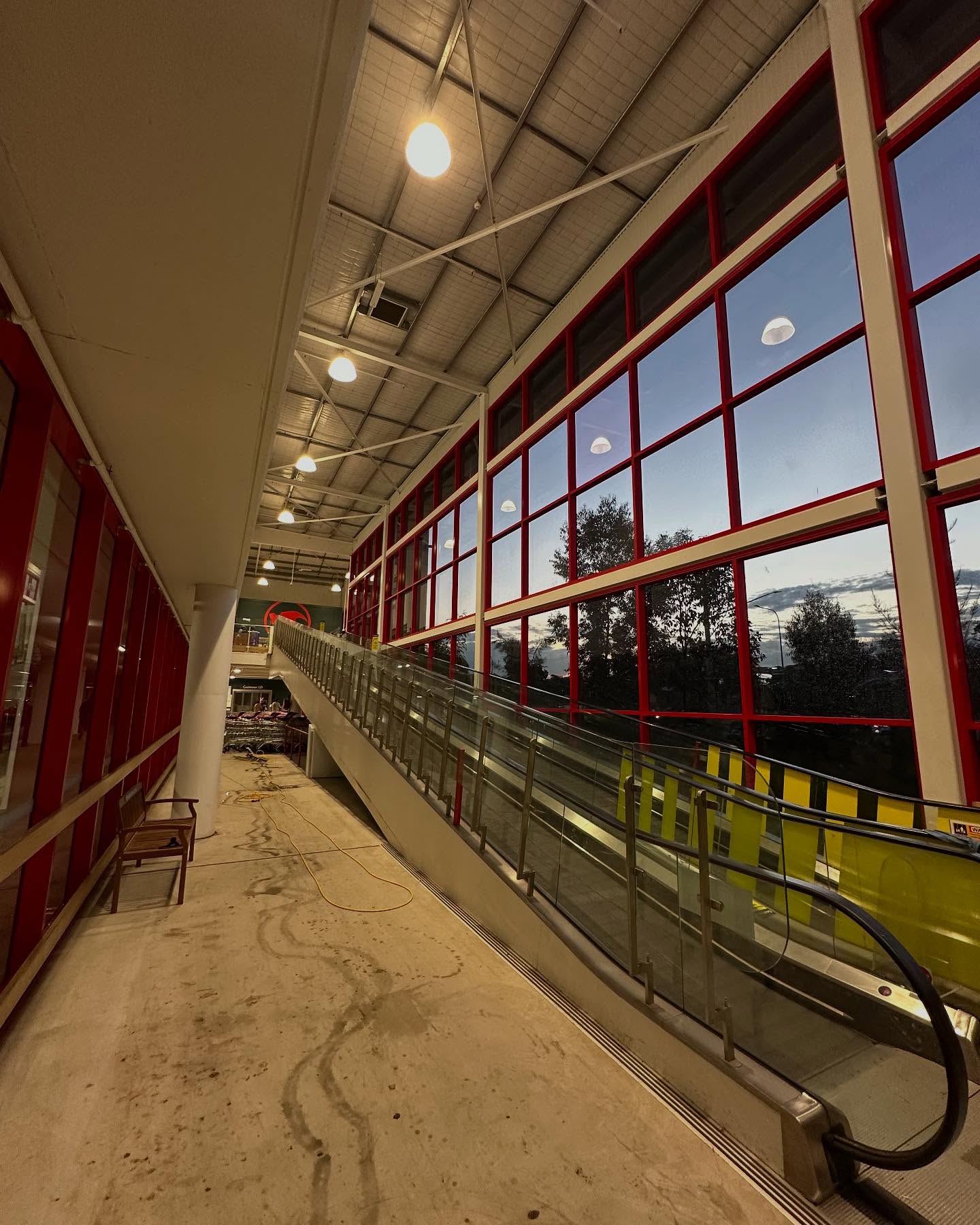 Retail store interior with large window facade