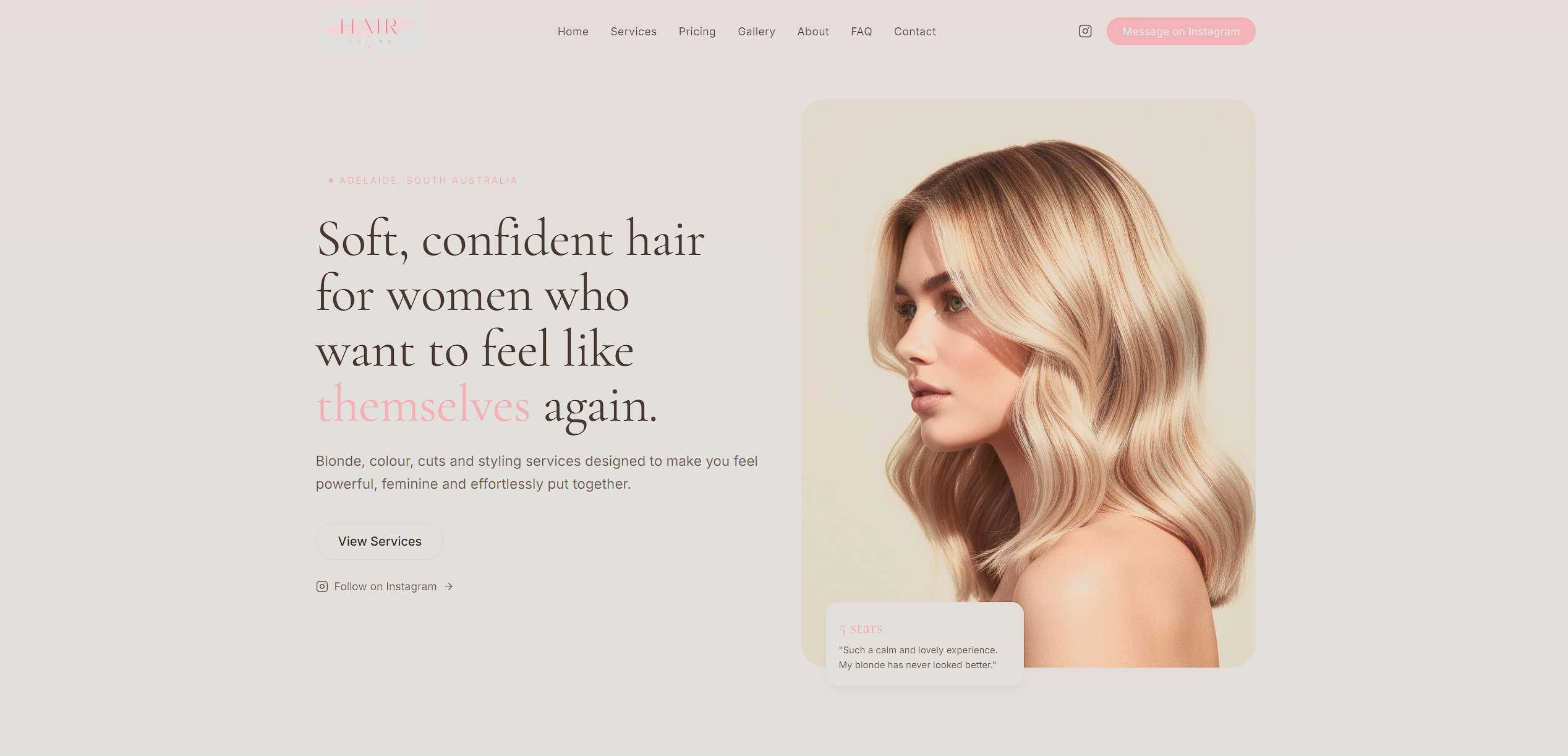 Hair by Polina — Soft, confident hair for women who want to feel like themselves again homepage screenshot