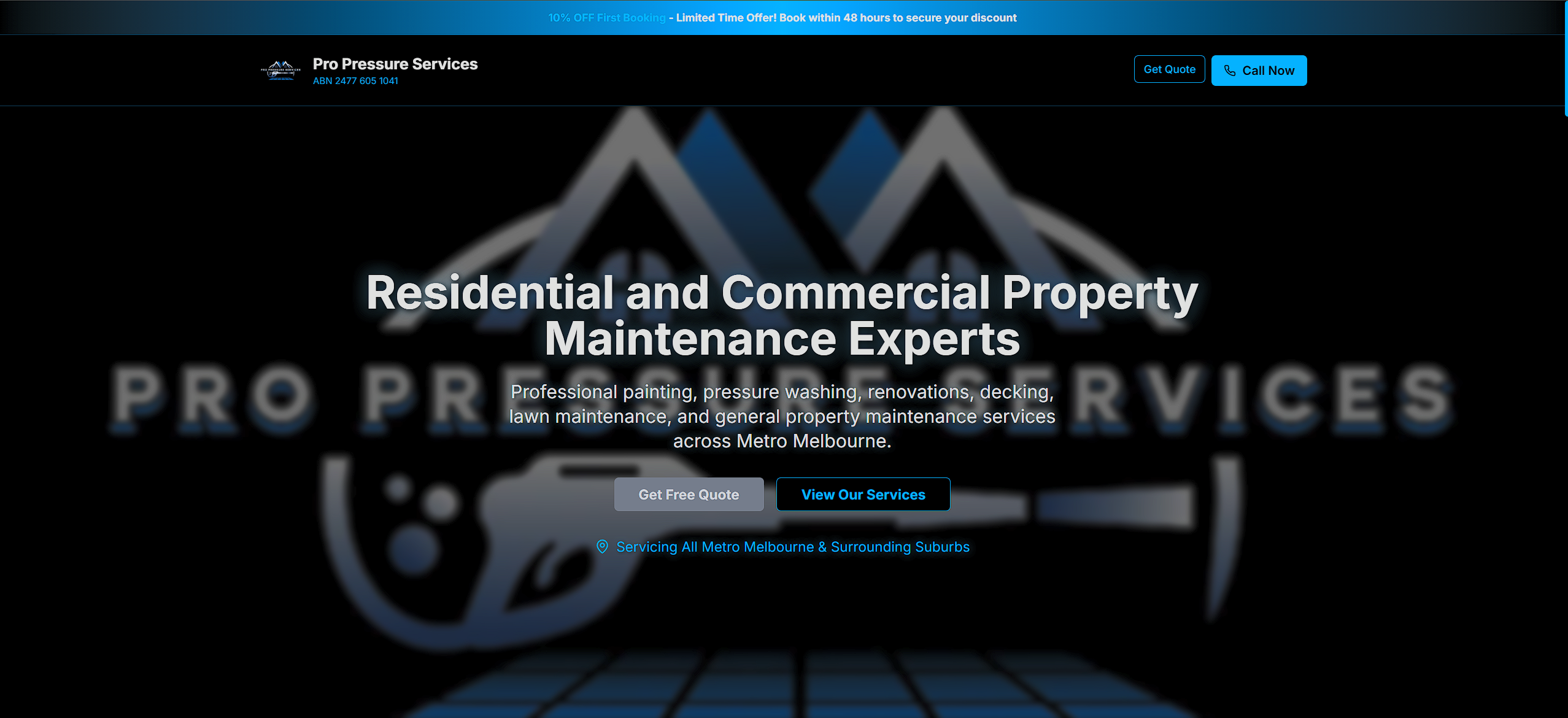 Pro Pressure Services — Residential and Commercial Property Maintenance Experts homepage screenshot