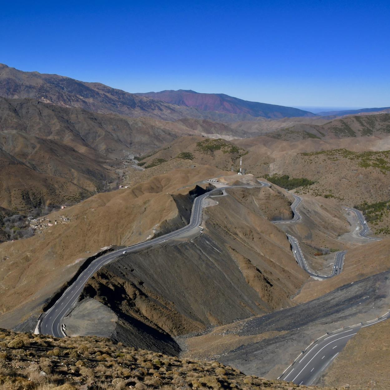 High Atlas mountain pass and winding road