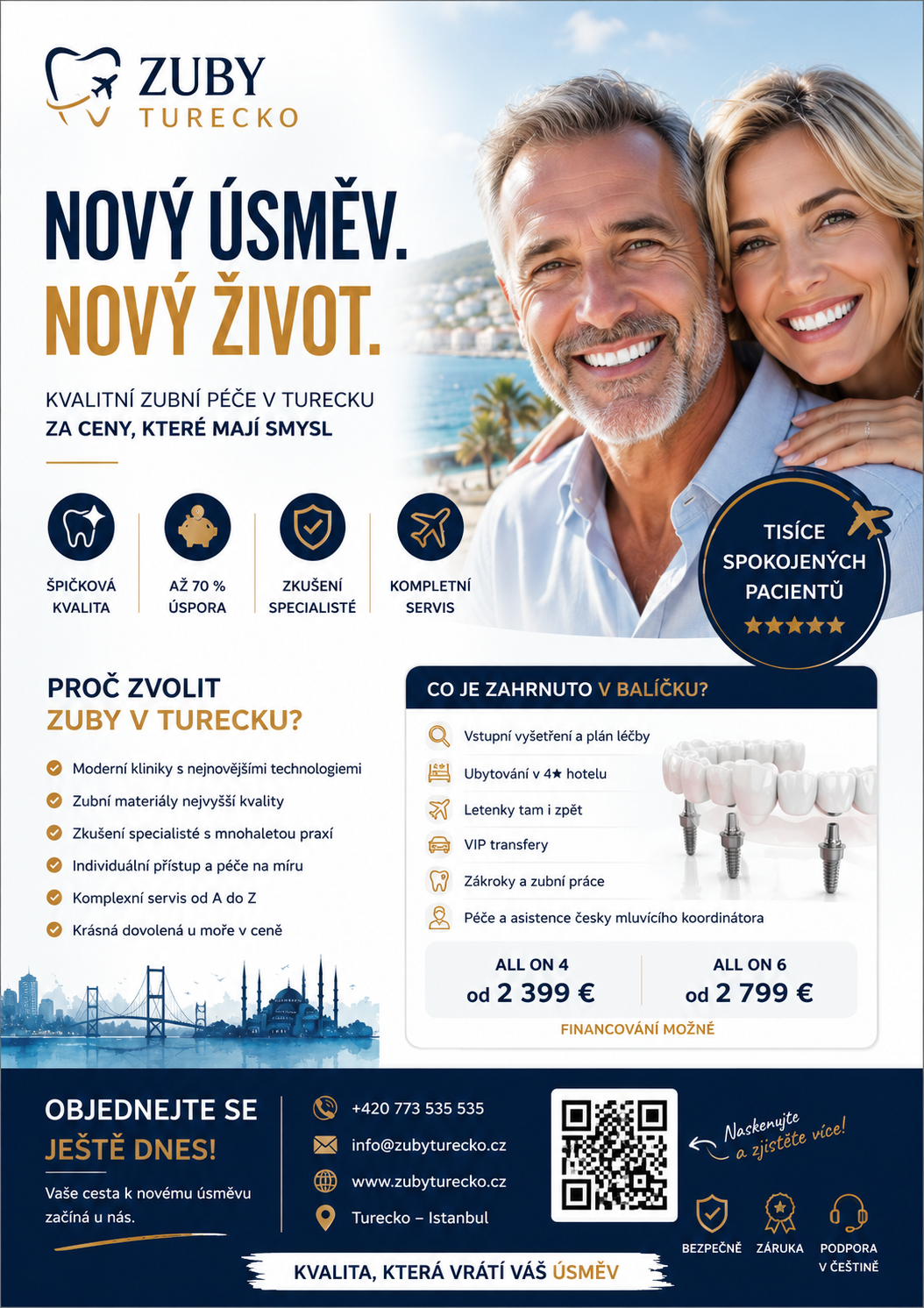 Leták Zuby Turecko — kvalitní zubní péče v Turecku, nový úsměv, nový život
